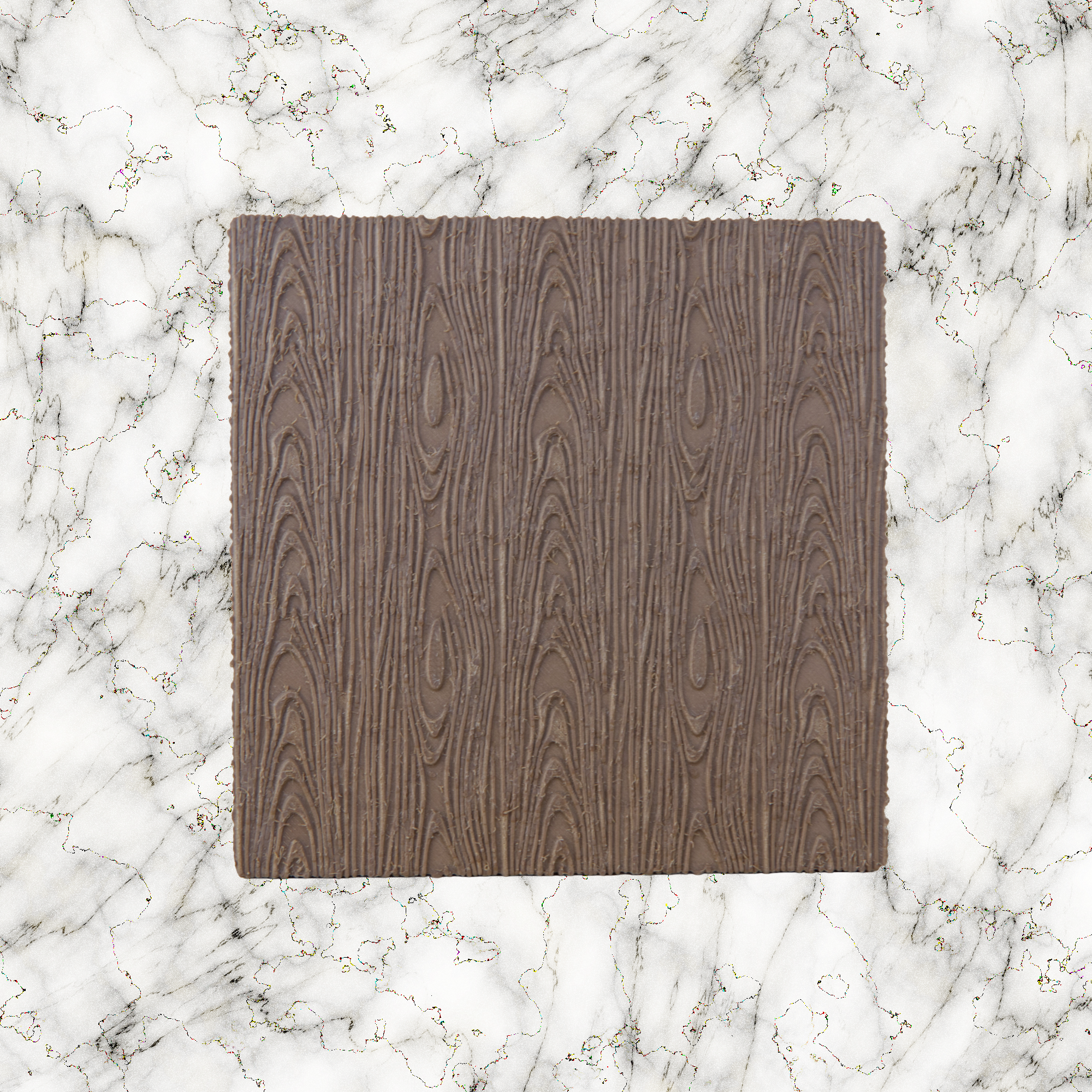 Wooden textured lightbox lid on a marble background