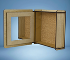 Decorative trinket box showing the inside with a mirror and cork bottom