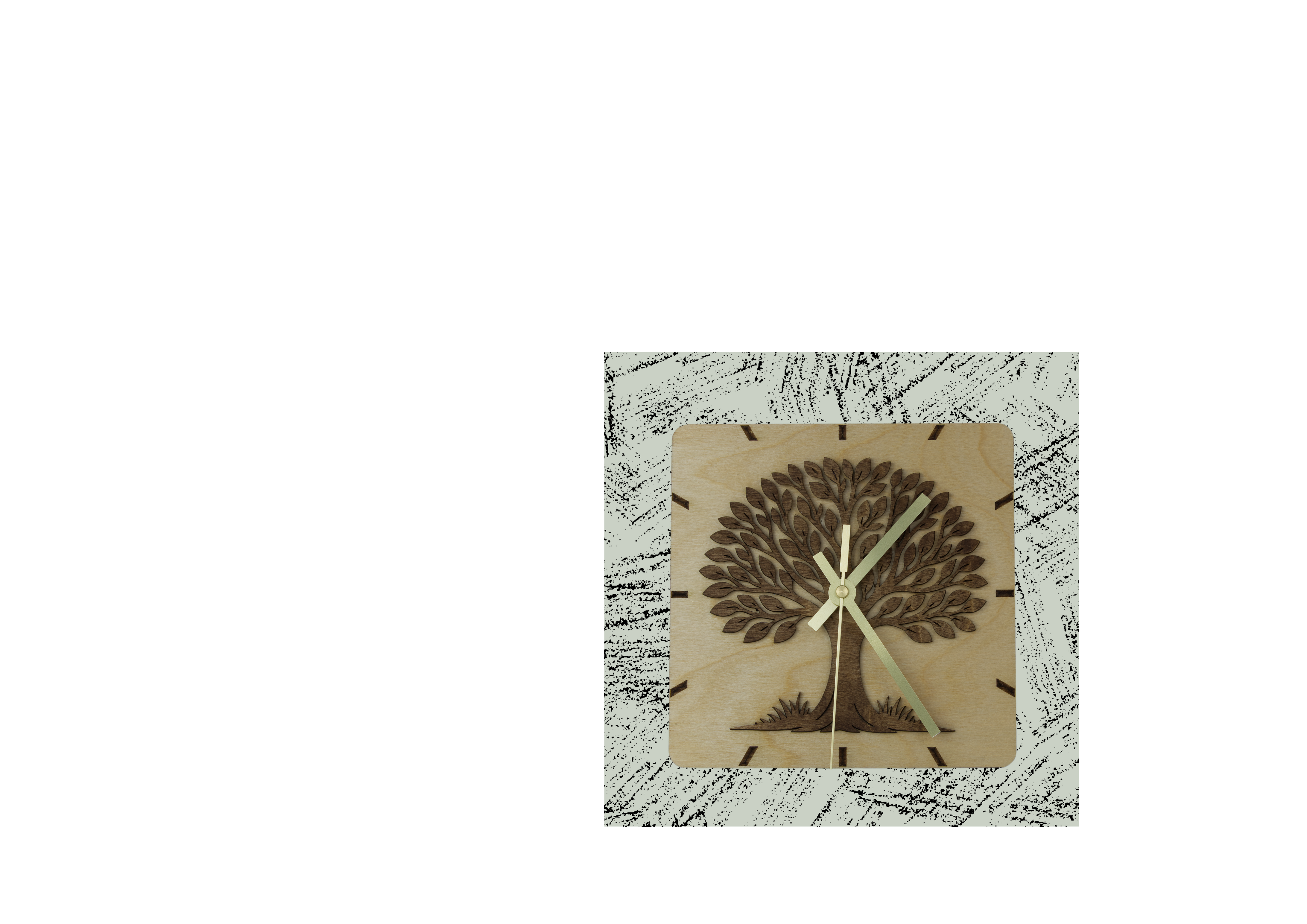 Wooden clock featuring a tree of life design